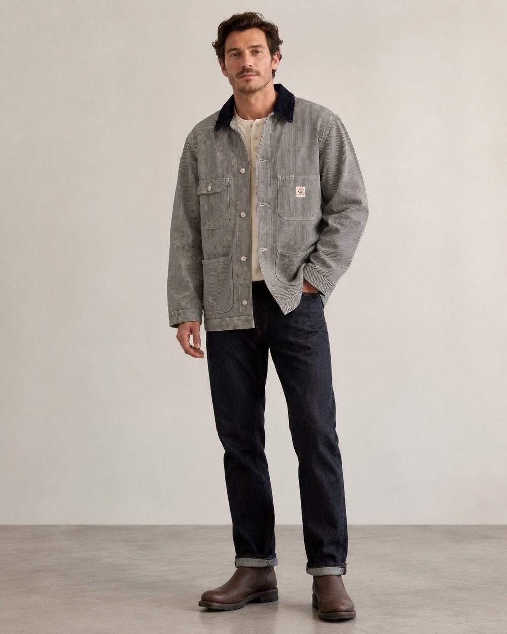 Pointer Brand Vintage Striped Lined Work Jacket Men’s L 40" Chest Blue/White